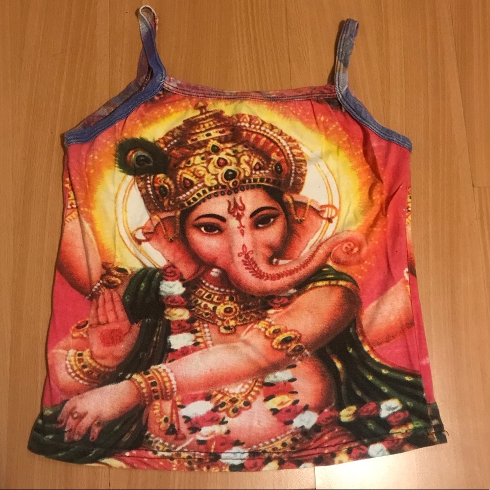 Printed colorful Indian Ganesha crop tank top